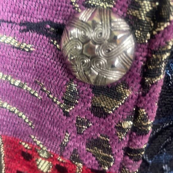 Vintage Sasha Fabiani bohemian mixed media brocade patchwork long jacket S - Picture 6 of 16